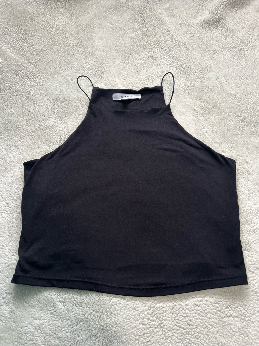 gaze Black High Neck Spaghetti Strap Camisole